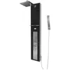 Image de Colonne de Douche Ã  Hydromassage 22x125cm - Verre TrempÃ© avec plaque Inox - ALPHA BLACK
