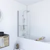 Image de Pare baignoire Pivotant avec Porte-Serviette 85x150cm - ProfilÃ© Chrome - Verre 6mm - TSHAPE CHROMED