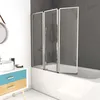 Image de Pare baignoire Pivotant 3 Volets Chrome - 125x143 cm - Verre TrempÃ© 4 mm - ZAGGY CHROME