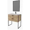 Image de Meuble de Salle de Bain AURLANE Edge 80cm Bois Miroir Plan Vasque
