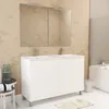 Image de Meuble Salle de Bains 120 cm LaquÃ© Blanc 4 Portes, Vasque, Miroirs 60x80 et RÃ©glettes Led - XENOS