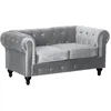 Image de CanapÃ© fixe Chesterfield Velours Aliza - 157 x 82 x 70 cm - 2 places - Gris