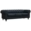 Image de CanapÃ© fixe Chesterfield Aliza - 208 x 82 x 70 cm - 3 places - Noir
