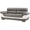 Image de CanapÃ© fixe en cuir reconstituÃ© et PVC " Dallas" - 210 x 88 x 90 cm - 3 places - Gris/Blanc