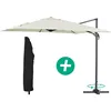 Image de Parasol Jardin DÃ©portÃ© Alu "Sun 3" - CarrÃ© - 3 X 3 M - Ecru + Housse De Protection