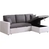 Image de CanapÃ© d'angle convertible/ rÃ©versible avec coffre "Alain" - 221 x 145 x 85 cm - 3 places - Gris / Blanc