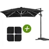 Image de Parasol Jardin DÃ©portÃ© Led Alu "Sun 3 Luxe" - CarrÃ© - 3 X 3 M - Coloris Noir - Dalles LestÃ©es Incluses