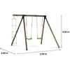 Image de Portique Bois "Timo" - Avec 2 Balançoires Et 1 Échelle De Corde