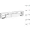 Image de Meuble TV LED laquÃ© "Tina" - 187.5 x 34 x 38 cm - Blanc