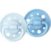 Image de Dodie Lot de 2 sucettes rondes en caoutchouc naturel 0-6 mois Bleu/ Bleu Pastel