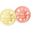 Image de Dodie Lot de 2 Sucettes Rondes Caoutchouc Naturel 6-36 Mois Rose/Jaune