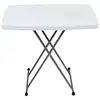 Image de Todeco Table Pliante Ajustable, Table Compacte et Pliable, 76 x 50 x 51/63/74 cm, Blanc, MatÃ©riau: HDPE, Acier