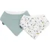 Image de Lot X2 Bavoirs Bandana - Domiva - Tu - Mousseline - Celadon ImprimÃ© Au Fil De L'eau
