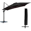 Image de Parasol DÃ©portÃ© Molokai CarrÃ© 3x3m Noir + Housse