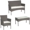 Image de Salon De Jardin Cordoue En RÃ©sine TressÃ©e Gris 4 Places - Coussins CrÃ¨me