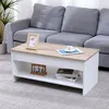 Image de Table basse avec plateau relevable blanche et bois HEDDA