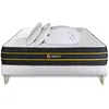 Image de Pack prÃªt a dormir 140x190 matelas ULTRA + sommier kit blanc + 2 oreillers memoire de forme 60x40cm + Couette Percale 240x220 cm