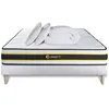 Image de Pack prÃªt a dormir 140x200 matelas FLEXY + sommier kit blanc + 2 oreillers memoire de forme 60x40cm + Couette Percale 240x220 cm