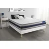 Image de Ensemble matelas Latex et Memoire de forme ACTILATEX ERGO 140x200 cm Maxi epaisseur 5zones de confort + sommier KIT blanc