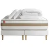 Image de Pack prÃªt a dormir matelas LE RAFFINÃ 160x200cm Ressorts ensaches + Memoire de forme BioVisco + double sommiers Blanc