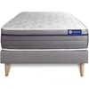 Image de Ensemble matelas Ressorts ensaches+Memoire de forme ACTIFLEX ZEN 120x200 Maxi epaisseur 7zones de confort + sommier KIT gris