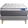 Image de Ensemble matelas ACTILATEX PLUS 120x200 Latex+Memoire de forme Maxi epaisseur 7zones de confort + sommier KIT gris