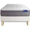 Image de Ensemble matelas Ressorts ensaches+Memoire de forme ACTIFLEX ZEN 80x190 Maxi epaisseur 7zones de confort + sommier KIT blanc