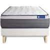 Image de Ensemble matelas ACTIMEMO PLUS 120x190 Memoire de forme Maxi epaisseur 7zones de confort + sommier KIT blanc