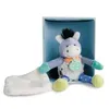 Image de Doudou Ane Bleu Choupidoudou Avec Mouchoir 18cm Et Coffret Naissance En Bois - Peluche Enfant - Cadeau Naissance Doudou Compagnie