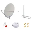 Image de Kit Antenne Parabole 130 cm Aluminium + Support de Chevron Fixation Toit 1m + LNB Twin HD 4K + CÃ¢ble Coax 25m Twin + 4 Fiches F Or