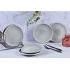 Image de Lot De 6 Assiettes Ã Dessert En GrÃ¨s Gris D19