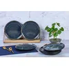 Image de Lot De 6 Assiettes Ã Dessert En GrÃ¨s Bleu D21.5