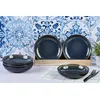 Image de Lot De 6 Assiettes Creuses En GrÃ¨s Bleu D22.5