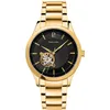 Image de Montre Homme Fleuret Cadran Noir Bracelet Acier DorÃ©