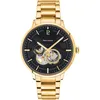 Image de Montre Homme Trio Cadran Noir Bracelet Acier DorÃ©