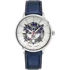 Image de Montre Homme ÃlysÃ©e Cadran ArgentÃ© Bracelet Cuir Bleu 20mm