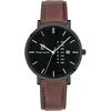 Image de Montre Homme Data Cadran Noir Bracelet Cuir Brun