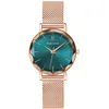 Image de Montre Femme Multiples DorÃ©-Rose Cadran Vert Bracelet Acier Milanais DorÃ©- Rose 14 Mm