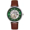 Image de Montre Homme Automatic ArgentÃ© Cadran Vert Bracelet Cuir Brun 20 Mm
