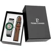 Image de Coffret Homme Automatic ArgentÃ© Cadran Vert Bracelet Cuir Brun 20 Mm