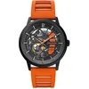 Image de Montre Homme Paddock Noir Cadran Noir Bracelet Caoutchouc Orange 22 Mm