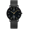 Image de Montre Homme Coeur Battant Noir Cadran Noir Bracelet Acier Milanais Noir 20 Mm