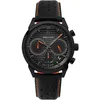 Image de Montre Homme Monarck Noir Cadran Gris Bracelet Cuir Noir 22 Mm