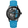 Image de Montre Femme Paddock Noir Cadran Noir Bracelet Cuir Bleu 20 Mm