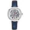 Image de Montre Femme Coeur Battant ArgentÃ© Cadran ArgentÃ© Bracelet Cuir Bleu 14 Mm