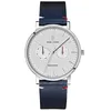 Image de Montre Homme Essential ArgentÃ© Cadran Blanc Bracelet Cuir Bleu 20 Mm