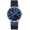 Image de Montre Homme Essential ArgentÃ© Cadran Bleu Bracelet Cuir Bleu 20 Mm