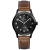 Image de Montre Homme Aviateur Noir Cadran Gris Bracelet Cuir Brun 20 Mm