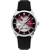 Image de Montre Homme Monarck ArgentÃ© Cadran Bordeaux Bracelet Cuir Noir 22 Mm