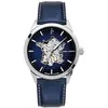 Image de Montre Homme Monarck France ArgentÃ© Cadran Bleu Bracelet Cuir Bleu 22 Mm